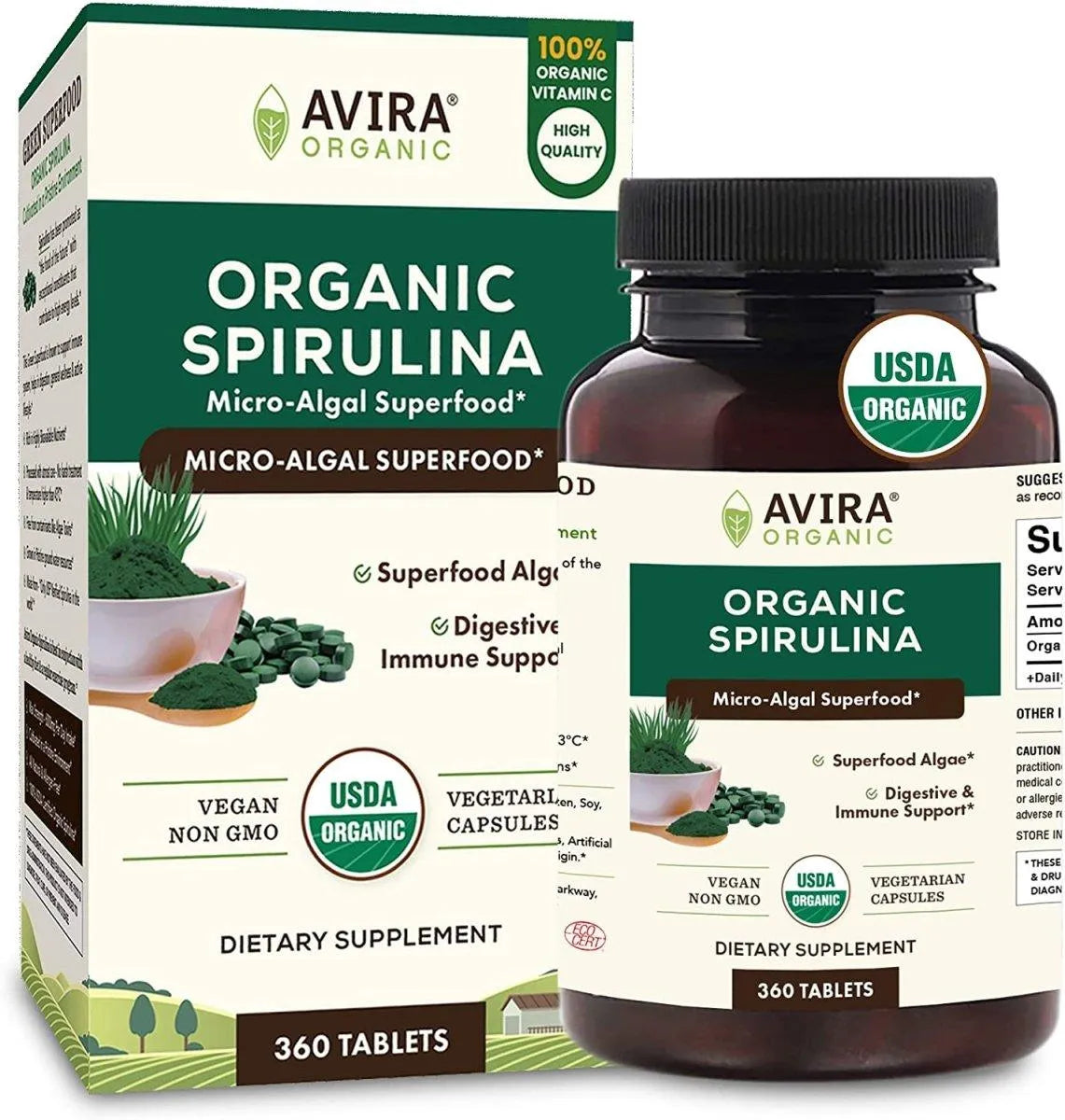 AVIRA ORGANIC - Avira Organic Spirulina 500Mg. 360 Tabletas - The Red Vitamin MX - Suplementos Alimenticios - {{ shop.shopifyCountryName }}