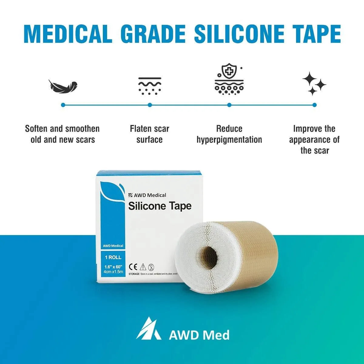 AWD MEDICAL - AWD Medical Silicone Tape Scar Sheets 1 Rollo 1.6” x 60” - The Red Vitamin MX - Lámina De Gel De Silicona - {{ shop.shopifyCountryName }}