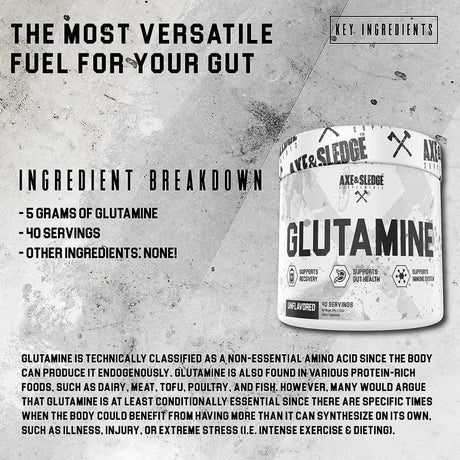 AXE & SLEDGE - Axe & Sledge Supplements Glutamine Basics Powder 40 Servicios 200Gr. - The Red Vitamin MX - Suplementos Alimenticios - {{ shop.shopifyCountryName }}