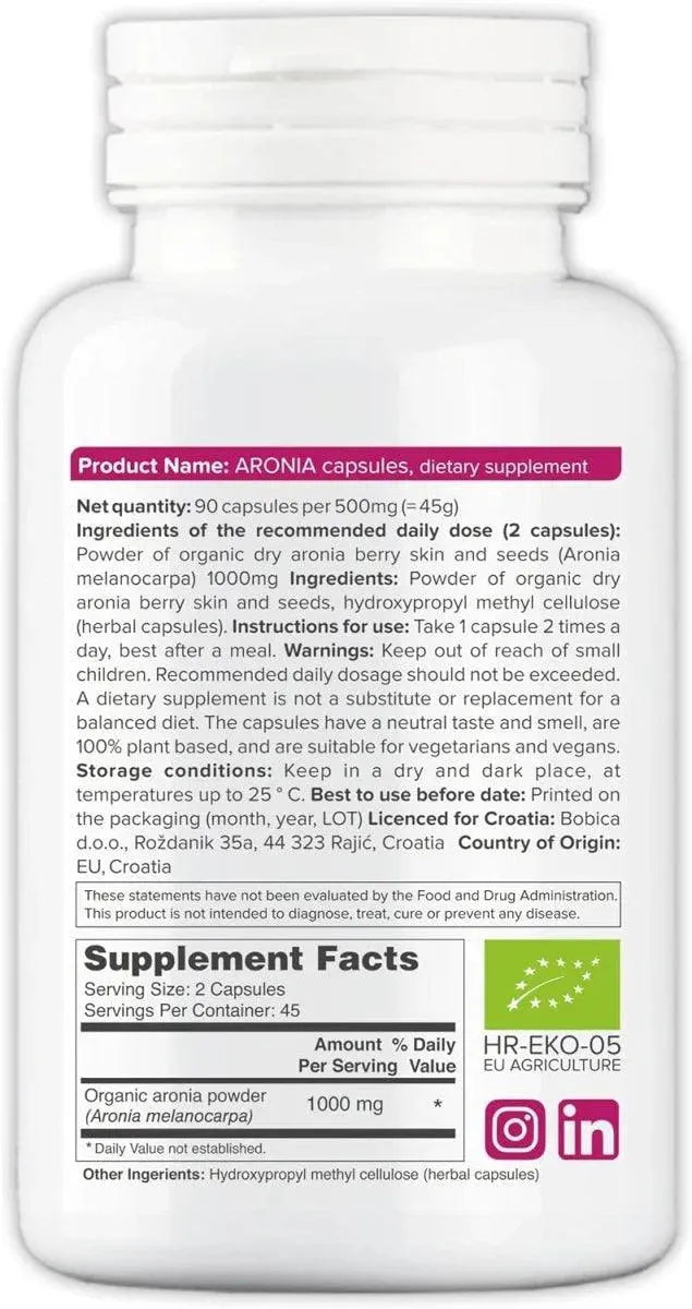 B BOBICA - b Bobica Organic Aronia Berry 500Mg. 90 Capsulas - The Red Vitamin MX - Suplementos Alimenticios - {{ shop.shopifyCountryName }}