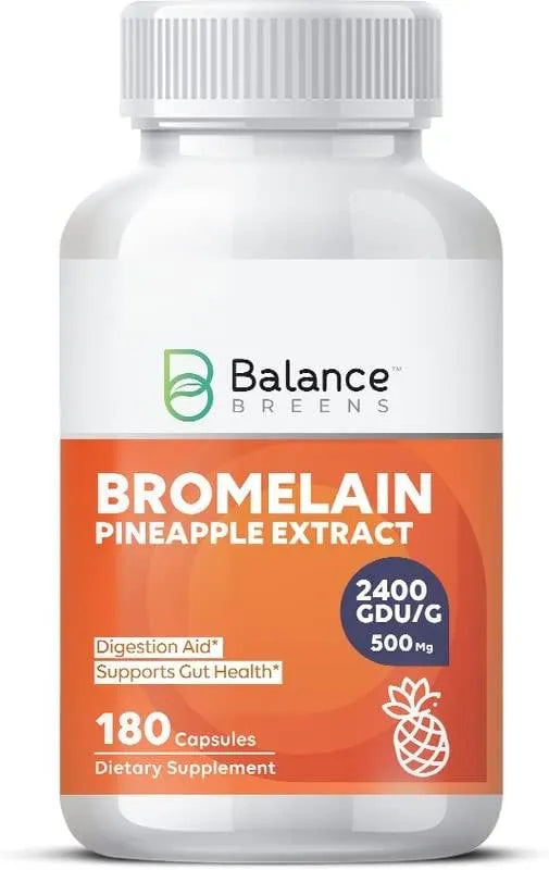 BALANCE BREENS - Balance Breens Bromelain Pineapple Extract Supplement 2,400 GDU/g - 500Mg. 180 Capsulas - The Red Vitamin MX - Suplementos Alimenticios - {{ shop.shopifyCountryName }}