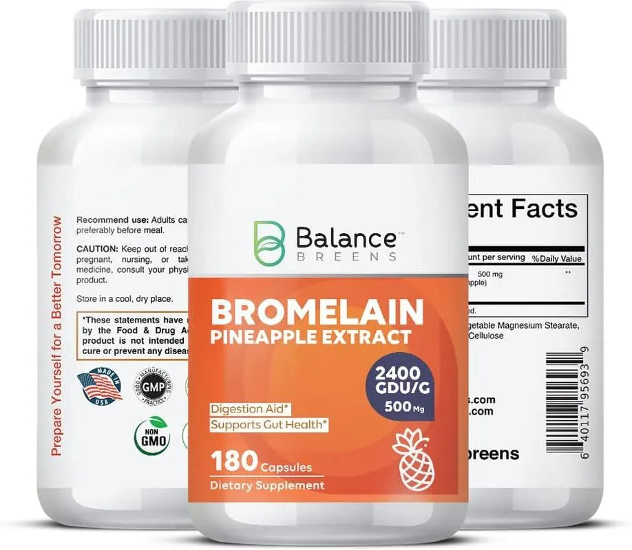 BALANCE BREENS - Balance Breens Bromelain Pineapple Extract Supplement 2,400 GDU/g - 500Mg. 180 Capsulas - The Red Vitamin MX - Suplementos Alimenticios - {{ shop.shopifyCountryName }}