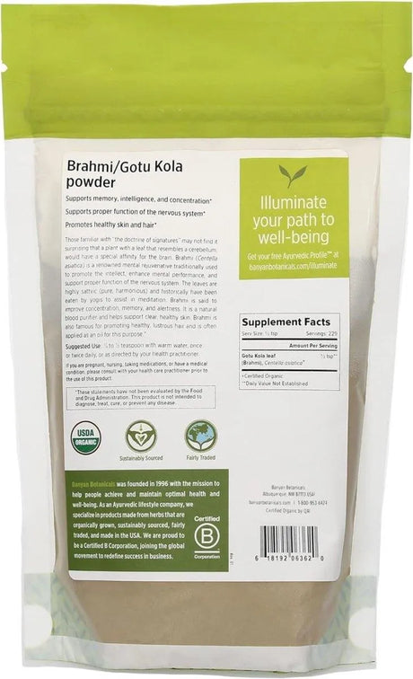 BANYAN - Banyan Botanicals Brahmi/Gotu Kola Powder 227Gr. - The Red Vitamin MX - Suplementos Alimenticios - {{ shop.shopifyCountryName }}