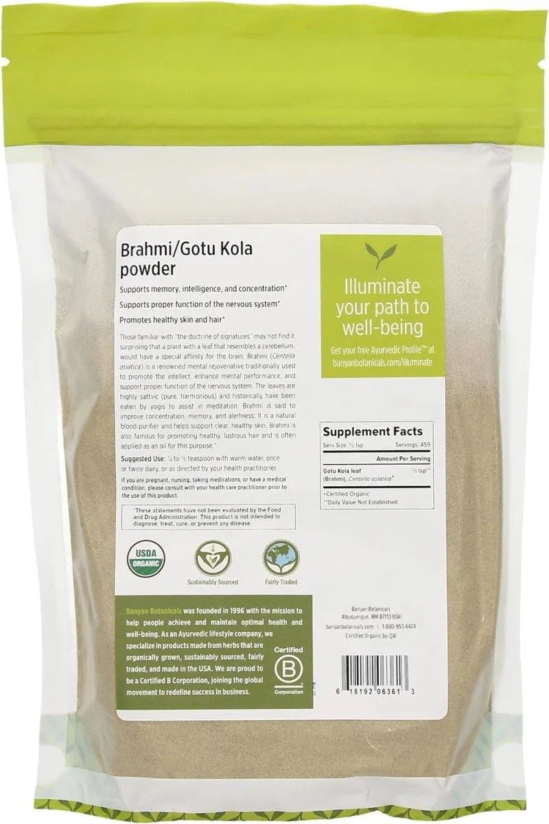 BANYAN - Banyan Botanicals Brahmi/Gotu Kola Powder 454Gr. - The Red Vitamin MX - Suplementos Alimenticios - {{ shop.shopifyCountryName }}