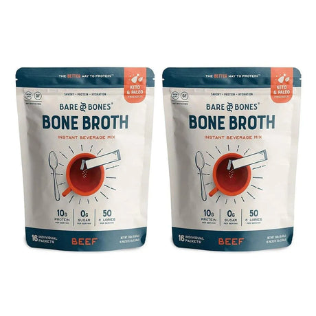 BARE & BONES - Bare Bones Beef Bone Broth Instant Powdered Mix 15Gr. 16 Paquetes 2 Pack - The Red Vitamin MX - Suplementos Alimenticios - {{ shop.shopifyCountryName }}