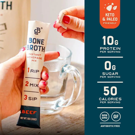 BARE & BONES - Bare Bones Beef Bone Broth Instant Powdered Mix 15Gr. 16 Paquetes 2 Pack - The Red Vitamin MX - Suplementos Alimenticios - {{ shop.shopifyCountryName }}