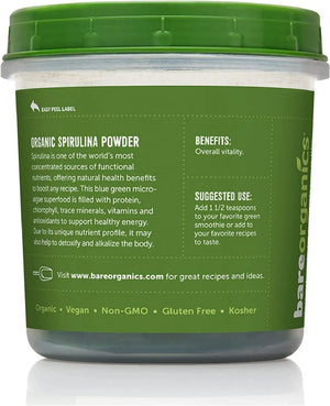 BAREORGANICS - BareOrganics USDA Organic Raw Spirulina Powder 227Gr. - The Red Vitamin MX - Suplementos Alimenticios - {{ shop.shopifyCountryName }}