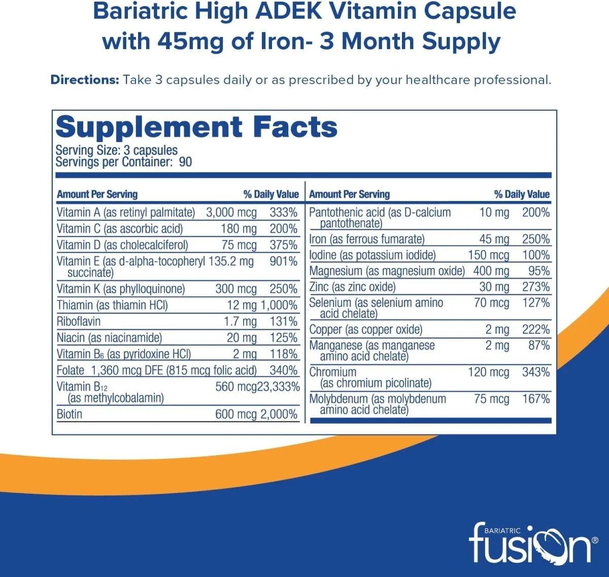 BARIATRIC FUSION - Bariatric Fusion High ADEK Multivitamin 270 Capsulas - The Red Vitamin MX - Suplementos Alimenticios - {{ shop.shopifyCountryName }}