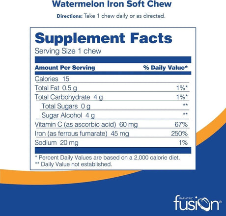 BARIATRIC FUSION - Bariatric Fusion Iron Soft Chew with Vitamin C Watermelon 60 Masticables - The Red Vitamin MX - Suplementos Alimenticios - {{ shop.shopifyCountryName }}