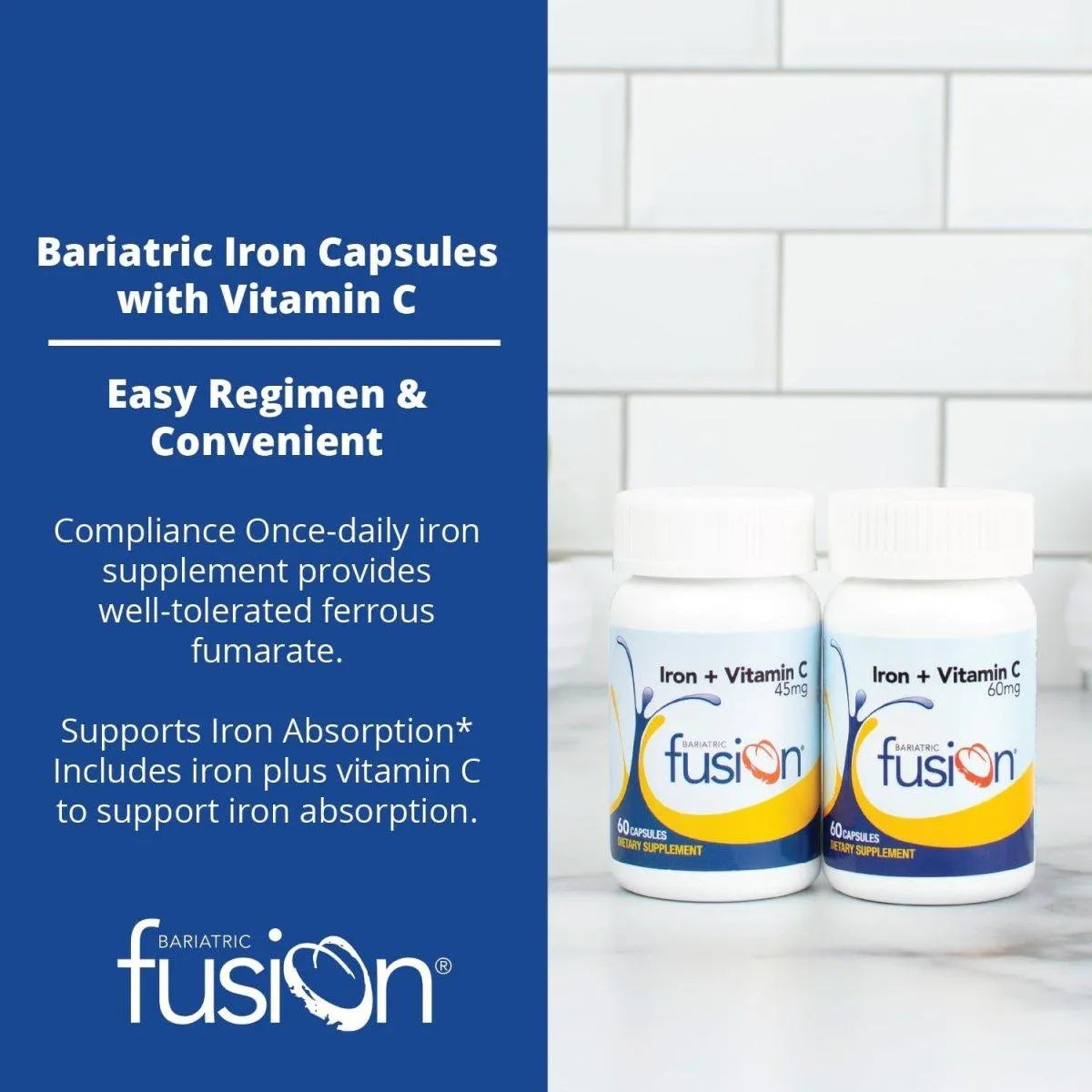 BARIATRIC FUSION - Bariatric Fusion Iron Supplement 45Mg. with Vitamin C 60 Capsulas - The Red Vitamin MX - Suplementos Alimenticios - {{ shop.shopifyCountryName }}