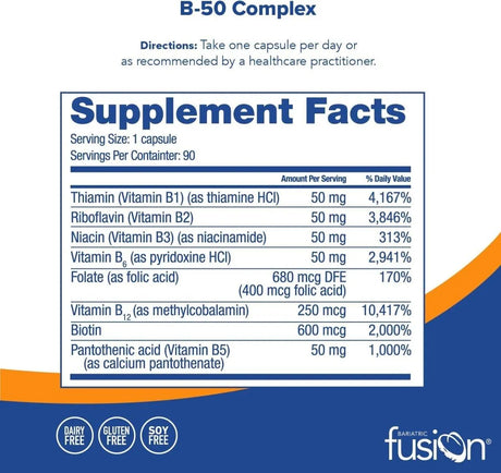 BARIATRIC FUSION - Bariatric Fusion Vitamin B-50 Complex 90 Capsulas - The Red Vitamin MX - Suplementos Alimenticios - {{ shop.shopifyCountryName }}