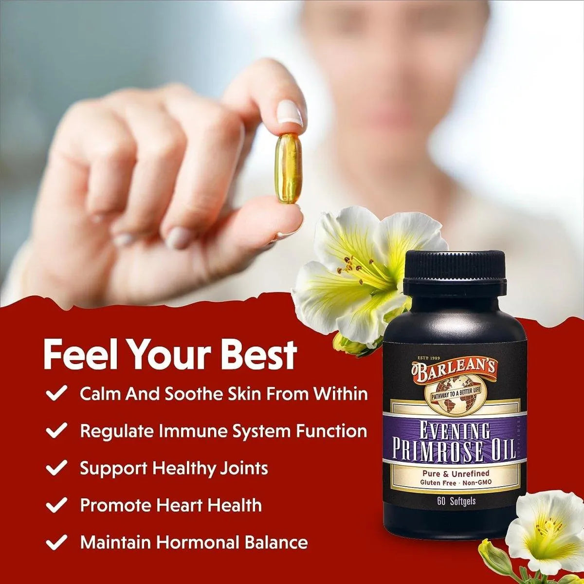 BARLEAN´S - Barlean's Evening Primrose Oil Softgels 60 Capsulas Blandas - The Red Vitamin MX - Suplementos Alimenticios - {{ shop.shopifyCountryName }}