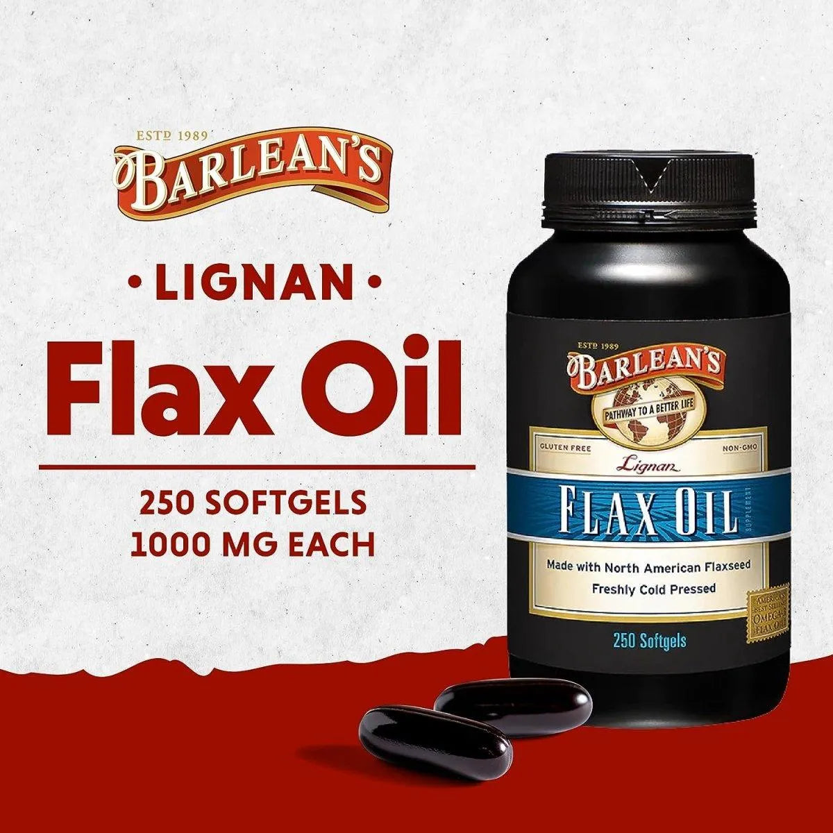 BARLEAN´S - Barlean's Lignan Flaxseed Oil 250 Capsulas Blandas - The Red Vitamin MX - Suplementos Alimenticios - {{ shop.shopifyCountryName }}