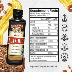 BARLEAN´S - Barlean's Organic Flaxseed Oil 355Ml. - The Red Vitamin MX - Suplementos Alimenticios - {{ shop.shopifyCountryName }}