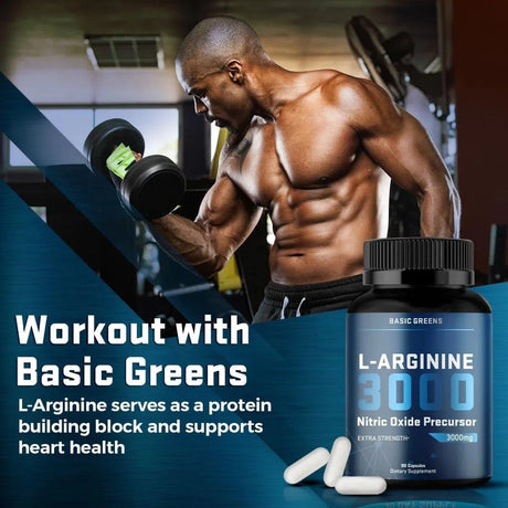 BASIC GREENS - BASIC GREENS L Arginine 3000Mg. 90 Capsulas - The Red Vitamin MX - Suplementos Alimenticios - {{ shop.shopifyCountryName }}