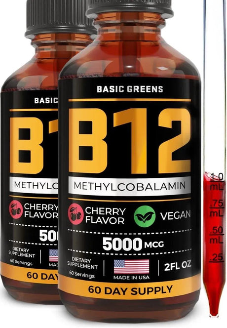 BASIC GREENS - Basic Greens Vitamin B12 Sublingual 2 Fl.Oz. 2 Pack - The Red Vitamin MX - Suplementos Alimenticios - {{ shop.shopifyCountryName }}