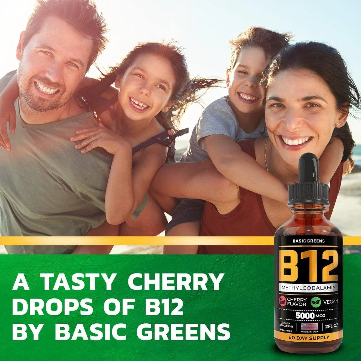 BASIC GREENS - Basic Greens Vitamin B12 Sublingual 2 Fl.Oz. 2 Pack - The Red Vitamin MX - Suplementos Alimenticios - {{ shop.shopifyCountryName }}