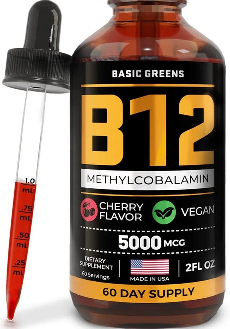 BASIC GREENS - Basic Greens Vitamin B12 Sublingual 2 Fl.Oz. - The Red Vitamin MX - Suplementos Alimenticios - {{ shop.shopifyCountryName }}