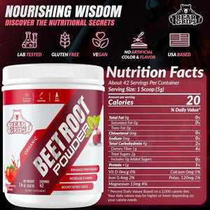 BEAR GRIPS - Bear Grips Organic Beet Root Powder 210Gr. - The Red Vitamin MX - Suplementos Alimenticios - {{ shop.shopifyCountryName }}