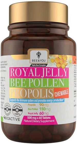 BEE & YOU - BEE and You Royal Jelly + Propolis + Bee Pollen 60 Tabletas Masticables - The Red Vitamin MX - Suplementos Alimenticios - {{ shop.shopifyCountryName }}