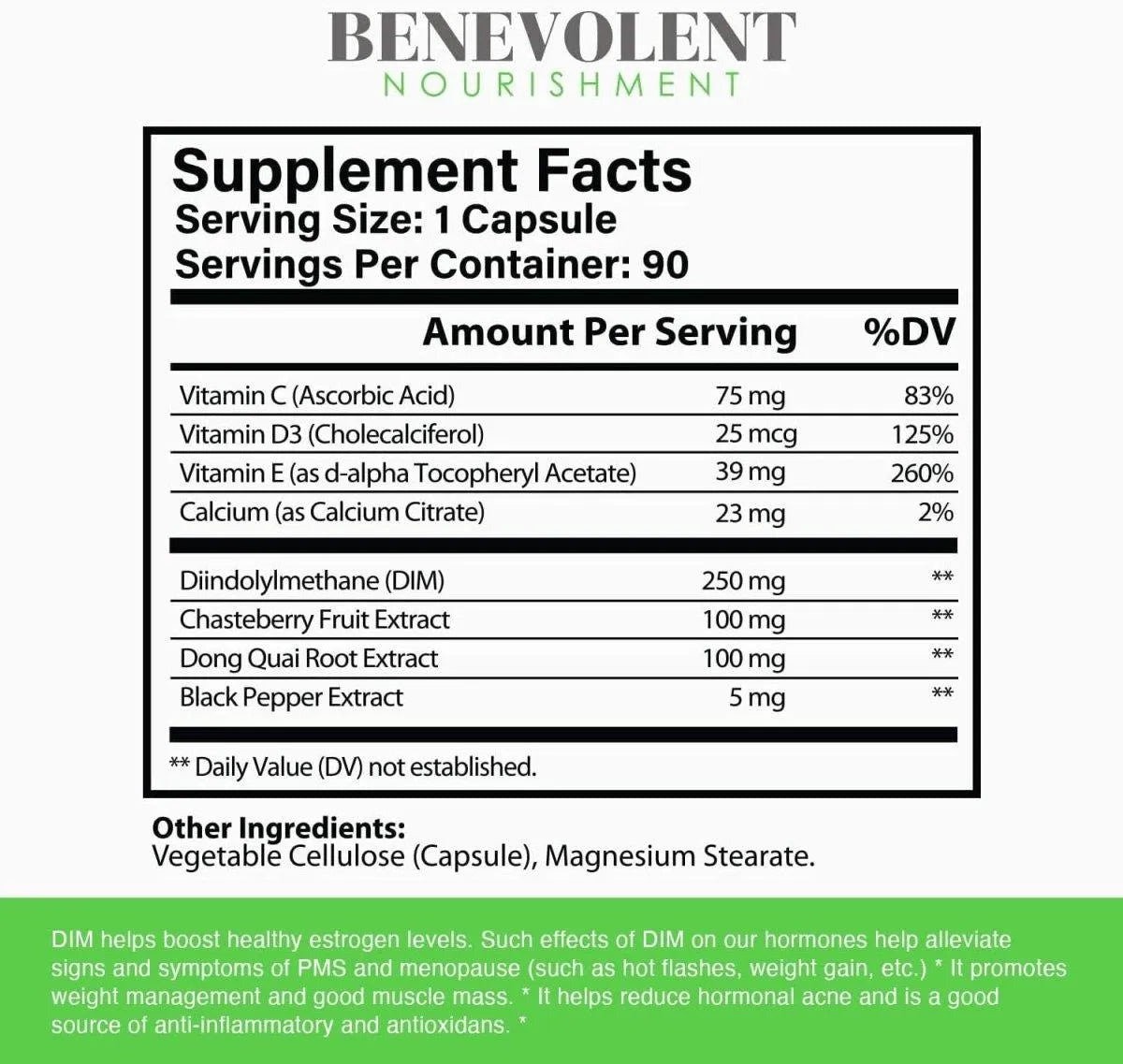 BENEVOLENT NOURISHMENT - Benevolent Nourishment DIM 250Mg. 90 Capsulas - The Red Vitamin MX - Suplementos Alimenticios - {{ shop.shopifyCountryName }}