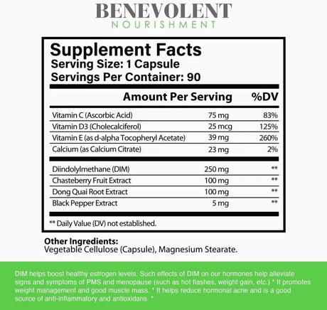 BENEVOLENT NOURISHMENT - Benevolent Nourishment DIM 250Mg. 90 Capsulas - The Red Vitamin MX - Suplementos Alimenticios - {{ shop.shopifyCountryName }}