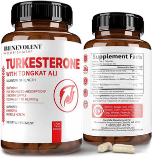 BENEVOLENT NOURISHMENT - Benevolent Nourishment Turkesterone 8,000Mg. Tongkat ali 80,000Mg. BioPerine 120 Capsulas - The Red Vitamin MX - Suplementos Alimenticios - {{ shop.shopifyCountryName }}