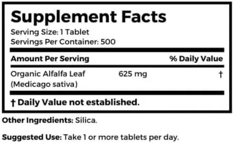 BERNARD JENSEN’S - Bernard Jensen's Alfalfa Leaf 625Mg. 500 Tabletas - The Red Vitamin MX - Suplementos Alimenticios - {{ shop.shopifyCountryName }}