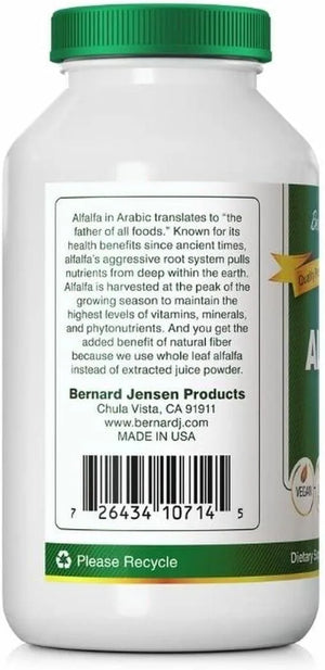 BERNARD JENSEN’S - Bernard Jensen's Alfalfa Leaf 625Mg. 500 Tabletas - The Red Vitamin MX - Suplementos Alimenticios - {{ shop.shopifyCountryName }}