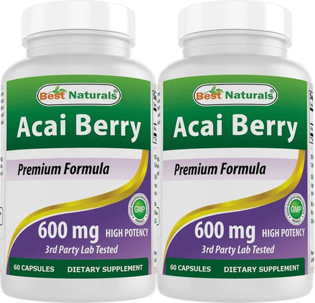 BEST NATURALS - Best Naturals Acai Berry 600Mg. 60 Capsulas 2 Pack - The Red Vitamin MX - Suplementos Alimenticios - {{ shop.shopifyCountryName }}