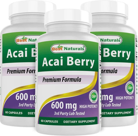 BEST NATURALS - Best Naturals Acai Berry 600Mg. 60 Capsulas 3 Pack - The Red Vitamin MX - Suplementos Alimenticios - {{ shop.shopifyCountryName }}