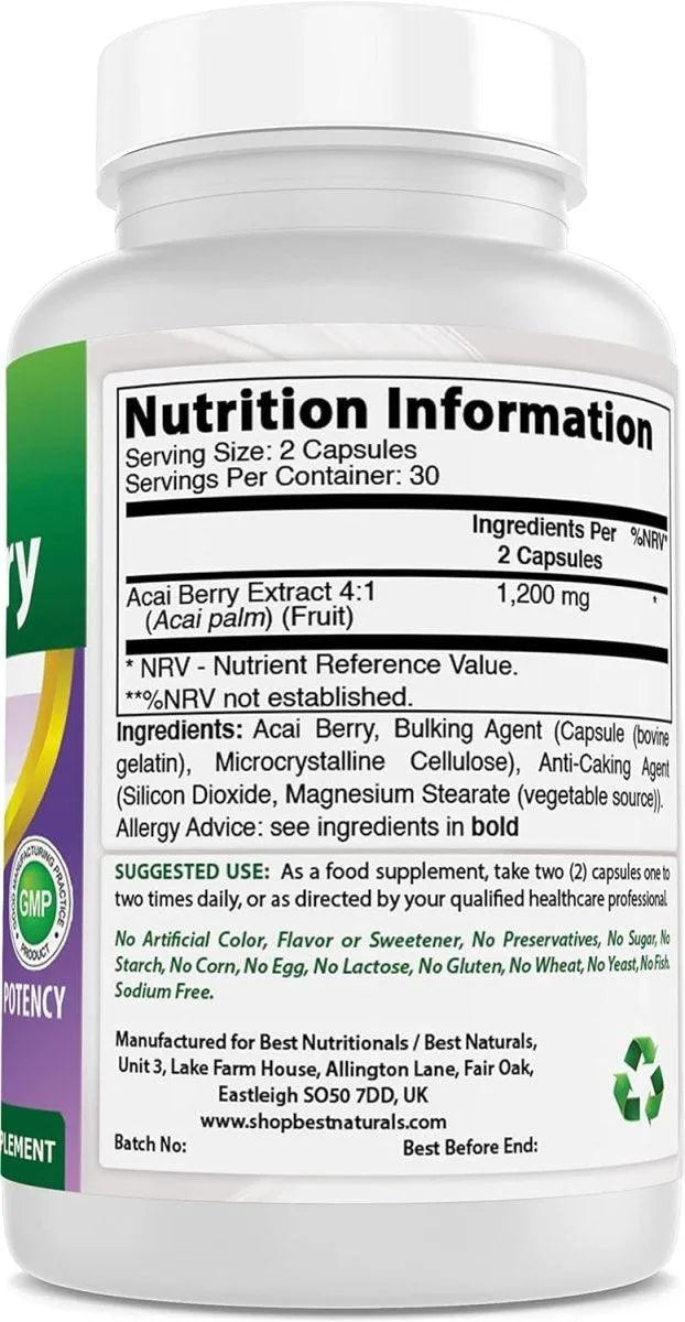 BEST NATURALS - Best Naturals Acai Berry 600Mg. 60 Capsulas - The Red Vitamin MX - Suplementos Alimenticios - {{ shop.shopifyCountryName }}