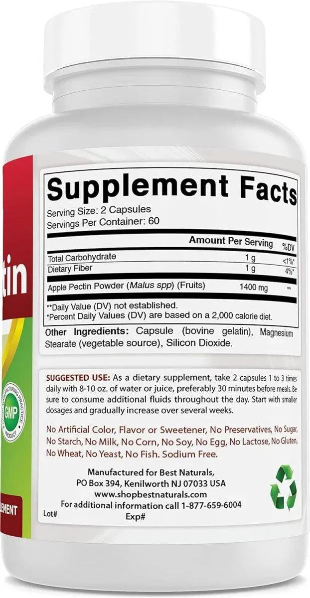 BEST NATURALS - Best Naturals Apple Pectin 700Mg. 120 Capsulas - The Red Vitamin MX - Suplementos Alimenticios - {{ shop.shopifyCountryName }}