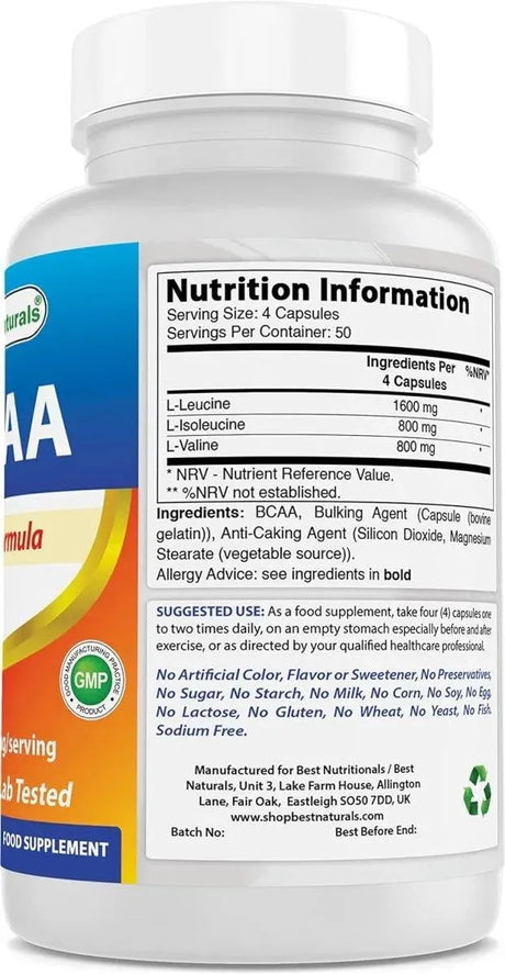 BEST NATURALS - Best Naturals BCAA Branch Chain Amino Acid 3200Mg. 200 Capsulas - The Red Vitamin MX - Suplementos Alimenticios - {{ shop.shopifyCountryName }}
