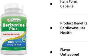 BEST NATURALS - Best Naturals Berberine Plus 1000Mg. 120 Capsulas - The Red Vitamin MX - Suplementos Alimenticios - {{ shop.shopifyCountryName }}