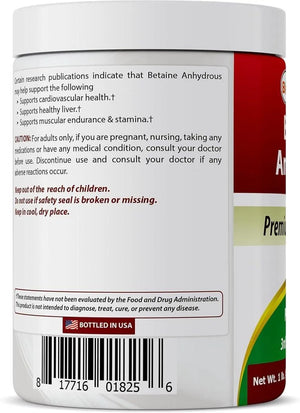 BEST NATURALS - Best Naturals Betaine Anhydrous Trimethylglycine (TMG) Pure Powder 454Gr. 3 Pack - The Red Vitamin MX - Suplementos Alimenticios - {{ shop.shopifyCountryName }}