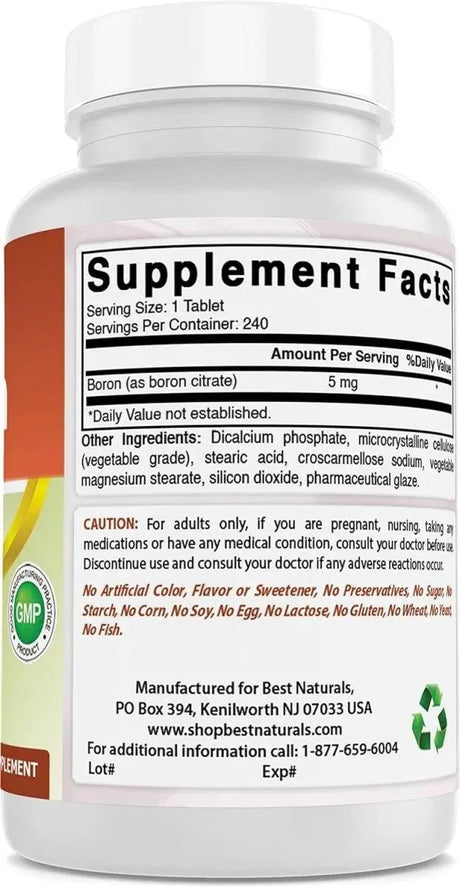 BEST NATURALS - Best Naturals Boron 5Mg. 240 Tabletas 3 Pack - The Red Vitamin MX - Suplementos Alimenticios - {{ shop.shopifyCountryName }}