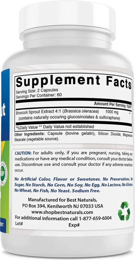 BEST NATURALS - Best Naturals Broccoli Sprout Extract 1000Mg. 240 Capsulas - The Red Vitamin MX - Suplementos Alimenticios - {{ shop.shopifyCountryName }}