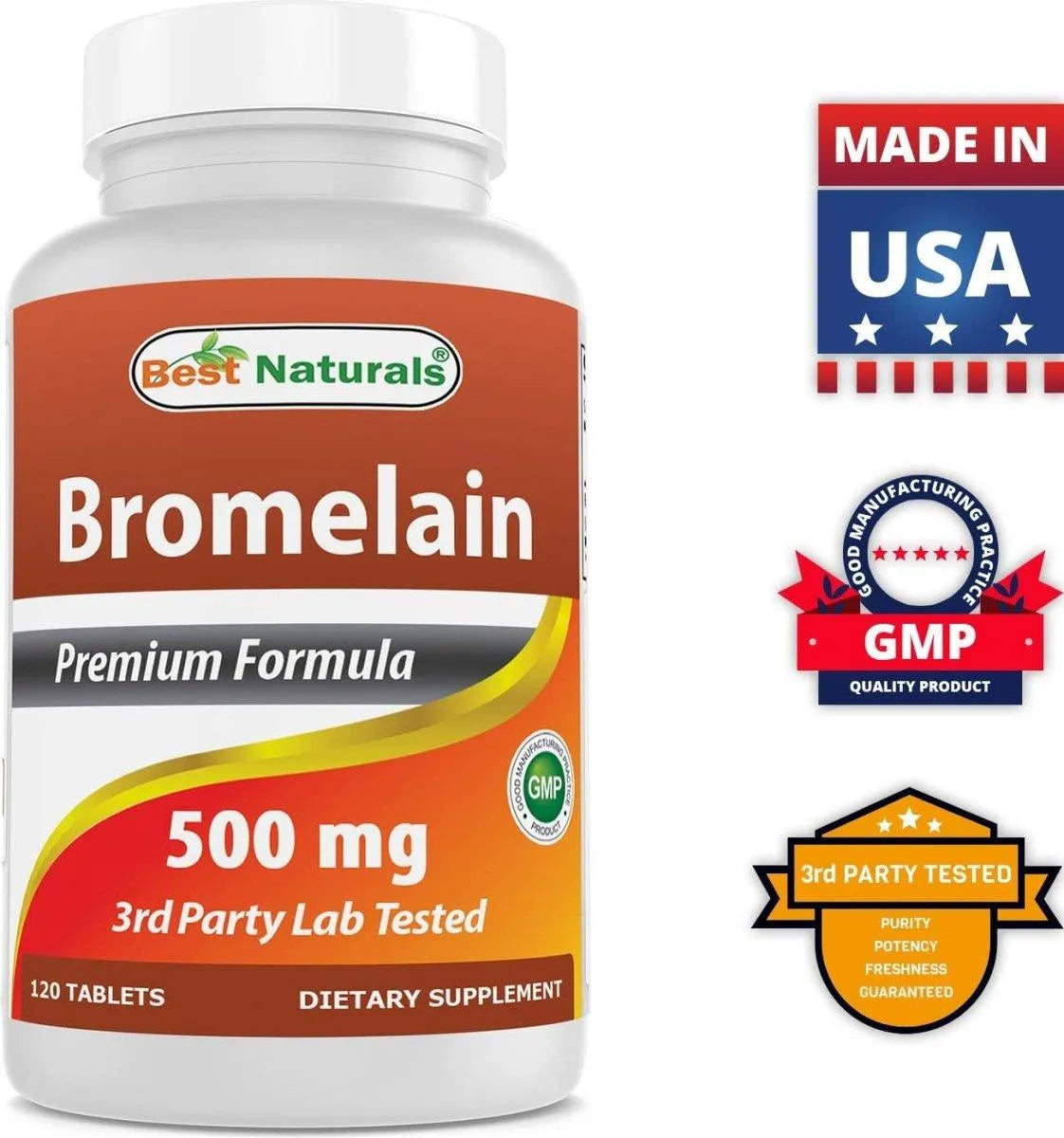 BEST NATURALS - Best Naturals Bromelain Proteolytic Digestive Enzymes Supplement 500Mg. 120 Tabletas - The Red Vitamin MX - Suplementos Alimenticios - {{ shop.shopifyCountryName }}