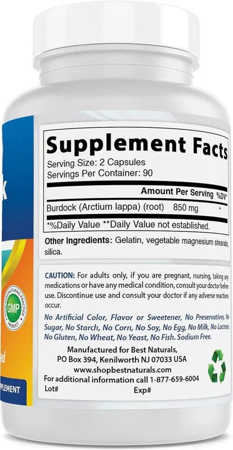 BEST NATURALS - Best Naturals Burdock root 425Mg. 180 Capsulas 2 Pack - The Red Vitamin MX - Suplementos Alimenticios - {{ shop.shopifyCountryName }}