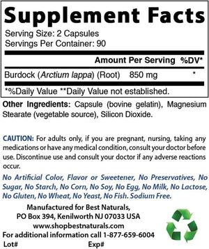 BEST NATURALS - Best Naturals Burdock root 425Mg. 180 Capsulas - The Red Vitamin MX - Suplementos Alimenticios - {{ shop.shopifyCountryName }}