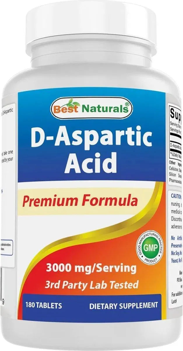 BEST NATURALS - Best Naturals D Aspartic Acid (DAA) 3000Mg. 180 Tabletas - The Red Vitamin MX - Suplementos Alimenticios - {{ shop.shopifyCountryName }}