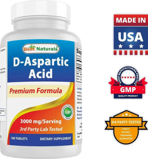 BEST NATURALS - Best Naturals D Aspartic Acid (DAA) 3000Mg. 180 Tabletas - The Red Vitamin MX - Suplementos Alimenticios - {{ shop.shopifyCountryName }}