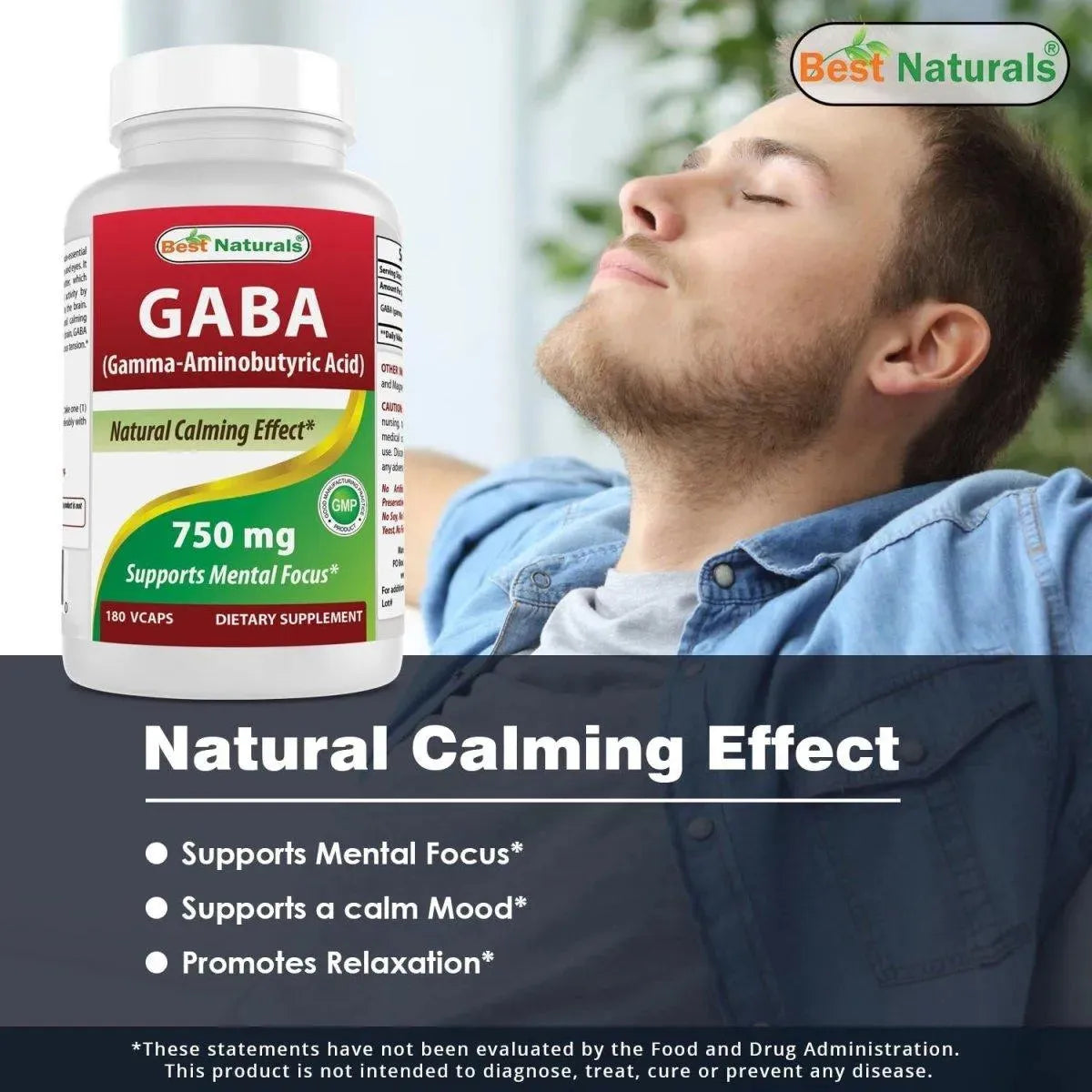 BEST NATURALS - Best Naturals GABA 750Mg. 180 Capsulas - The Red Vitamin MX - Suplementos Alimenticios - {{ shop.shopifyCountryName }}