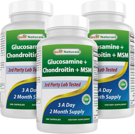 BEST NATURALS - Best Naturals, Glucosamine Chondroitin and MSM 180 Capsulas 3 Pack - The Red Vitamin MX - Suplementos Alimenticios - {{ shop.shopifyCountryName }}