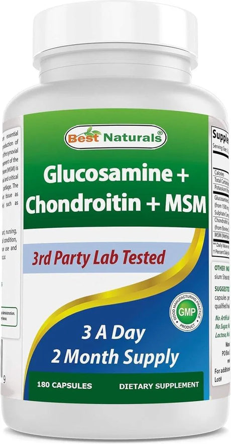 BEST NATURALS - Best Naturals Glucosamine Chondroitin and MSM 180 Capsulas - The Red Vitamin MX - Suplementos Alimenticios - {{ shop.shopifyCountryName }}