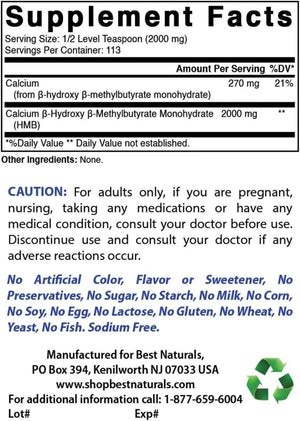 BEST NATURALS - Best Naturals HMB (Beta-Hydroxy Beta-Methylbutyrate) Pure Powder 227Gr. - The Red Vitamin MX - Suplementos Alimenticios - {{ shop.shopifyCountryName }}