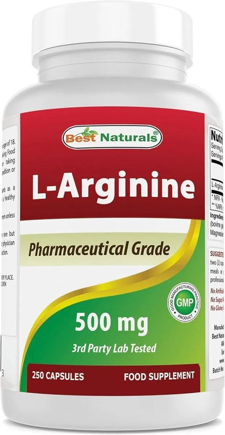 BEST NATURALS - Best Naturals L-Arginine 500Mg. 250 Capsulas - The Red Vitamin MX - Suplementos Alimenticios - {{ shop.shopifyCountryName }}