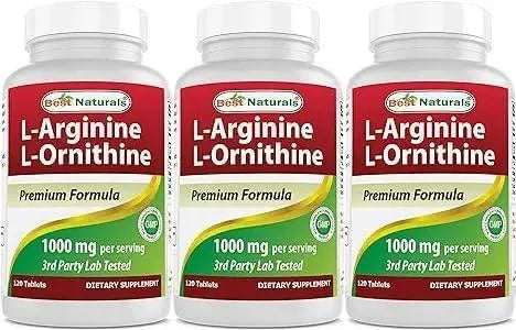 BEST NATURALS - Best Naturals L-Arginine L-Ornithine 1000Mg. 120 Tabletas 3 Pack - The Red Vitamin MX - Suplementos Alimenticios - {{ shop.shopifyCountryName }}