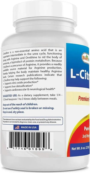 BEST NATURALS - Best Naturals L-Citrulline Powder 227Gr. - The Red Vitamin MX - Suplementos Alimenticios - {{ shop.shopifyCountryName }}
